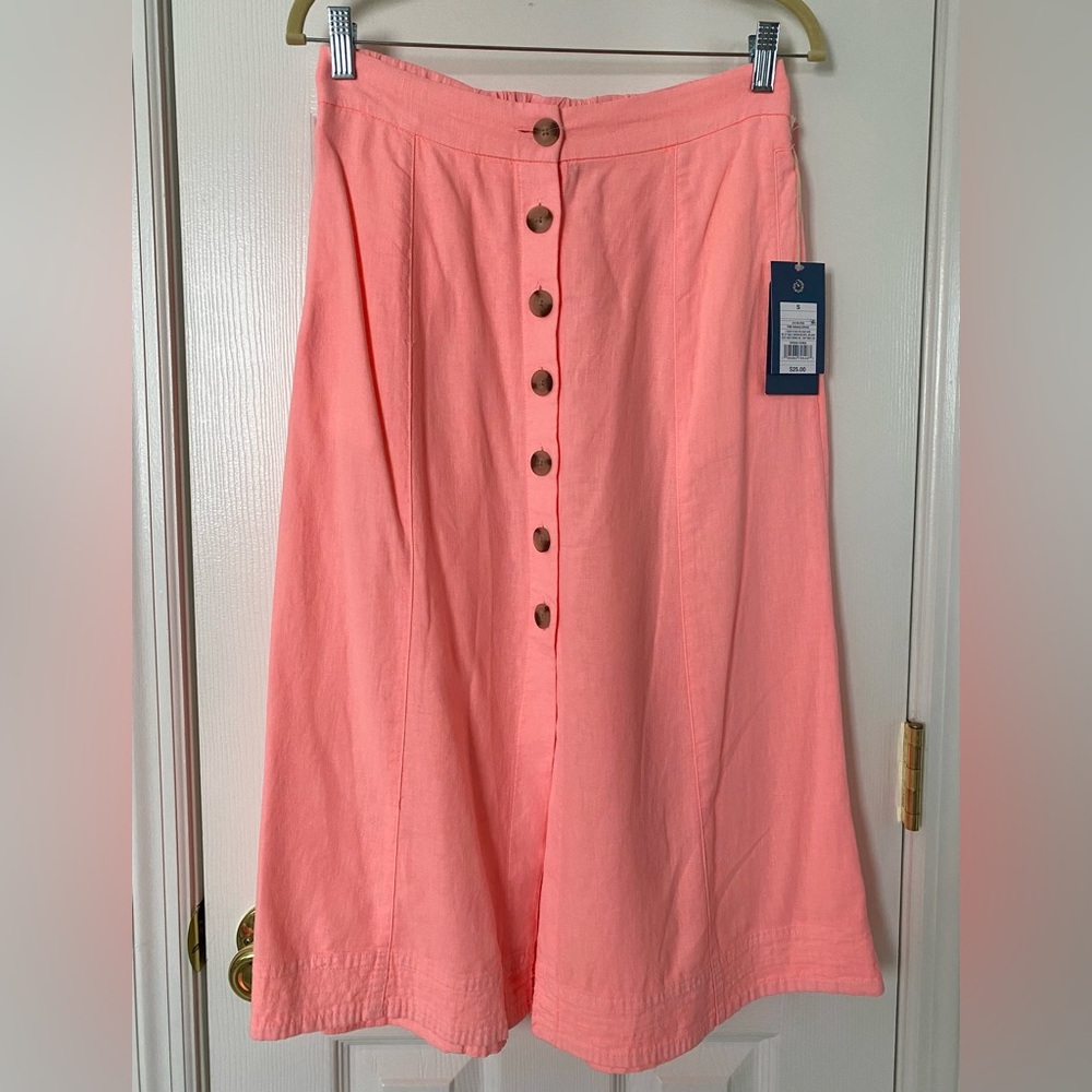 NWT Target Universal Thread Linen Utility Midi Skirt in Pink Parasol size Small